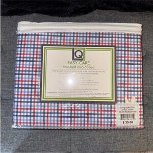 Living Quarters Twin Sheet Set Red Blue Plaid